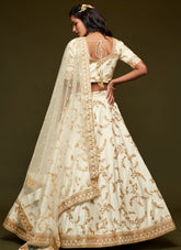 White Art Silk Embroidered Designer Lehenga